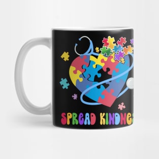 Spread Kindness Autism Awareness Stethoscope Heart Nurse Nursing Mug